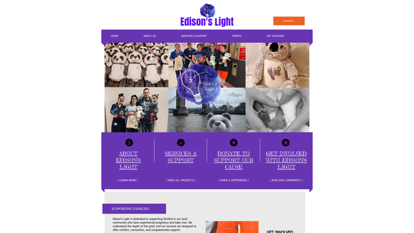 Screenshot of the Edison's Light website