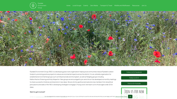 Screenshot of the Ryedale Environment Group website