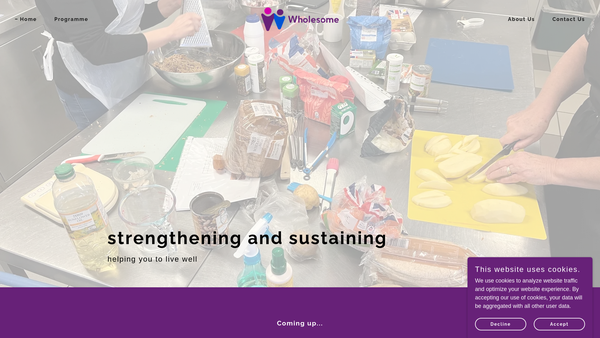 Screenshot of the Wholesome website