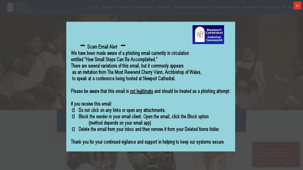 Screenshot of the The Cathedral Church Of St Woolos, Newport website