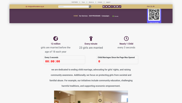 Screenshot of the Youth Foundation website