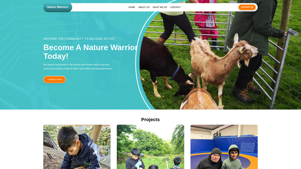 Screenshot of the Nature Warriors website