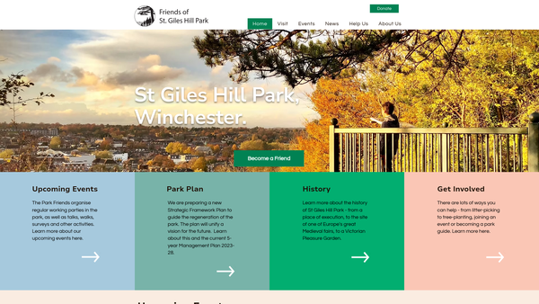 Screenshot of the Friends Of St. Giles Hill Park website