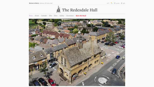 Screenshot of the The Redesdale Hall Trust website