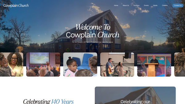 Screenshot of the Cowplain Evangelical Church website
