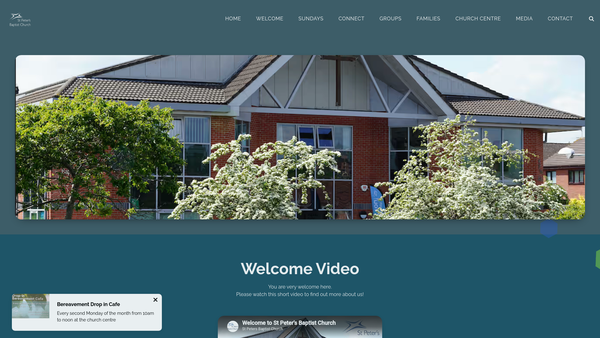 Screenshot of the St Peter's Baptist Church, Worcester website