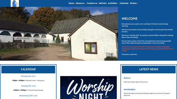 Screenshot of the Lodge Farm Church website