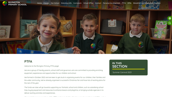 Screenshot of the Friends Of Rivington PTFA website