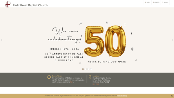 Screenshot of the Park Street Baptist Church website