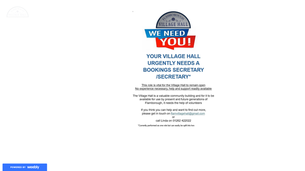 Screenshot of the Flamborough Village Hall website