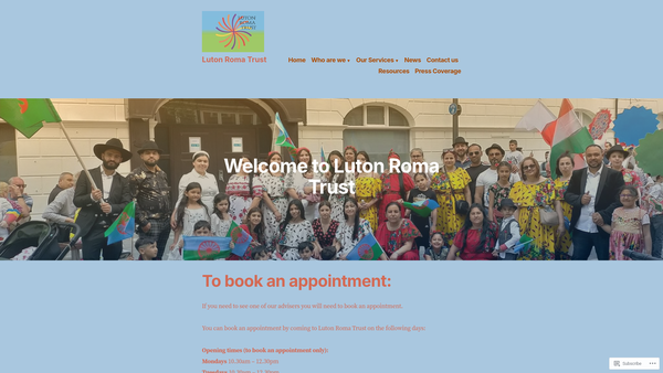 Screenshot of the Luton Roma Trust website