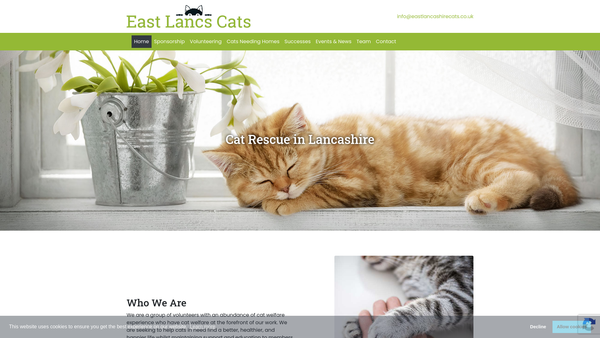 Screenshot of the East Lancashire Cats website