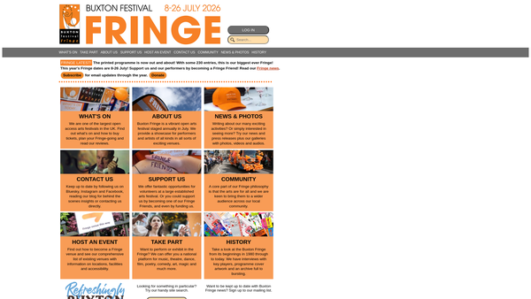Screenshot of the Buxton Festival Fringe website