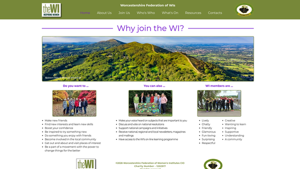 Screenshot of the The Worcestershire Federation Of Women's Institutes CIO website