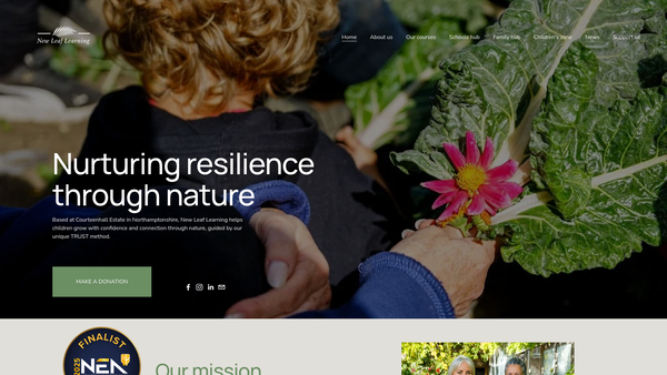 Screenshot of the New Leaf Learning website