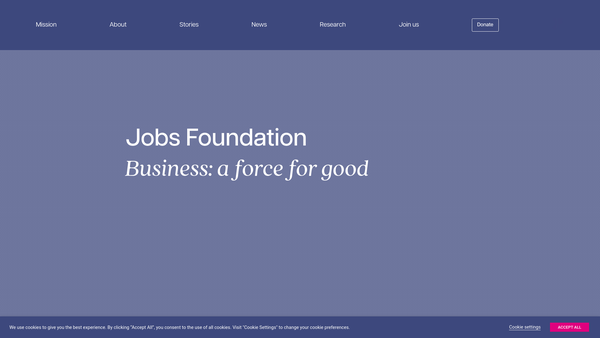 Screenshot of the The Jobs Foundation website