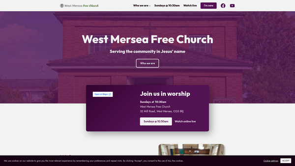 Screenshot of the West Mersea Free Church website