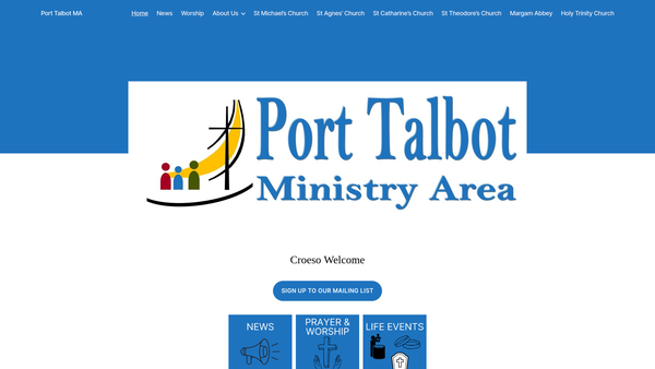 Screenshot of the Port Talbot Ministry Area Council CIO website