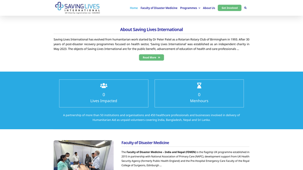 Screenshot of the Saving Lives International website