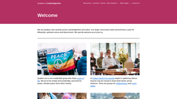 Screenshot of the The Religious Society Of Friends (Quakers) In Britain Cambridgeshire Area Quaker Meeting Charities website