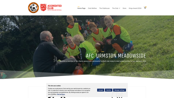 Screenshot of the AFC Urmston Meadowside website