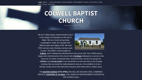 Screenshot of the Colwell Baptist Church website
