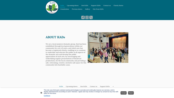Screenshot of the Kennington Amateur Dramatics website