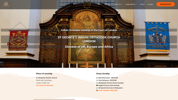 Screenshot of the St George's Indian Orthodox Church, London website
