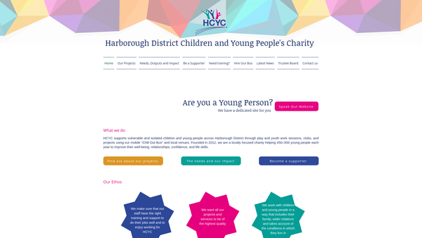 Screenshot of the Harborough District Children And Young People's Charity website