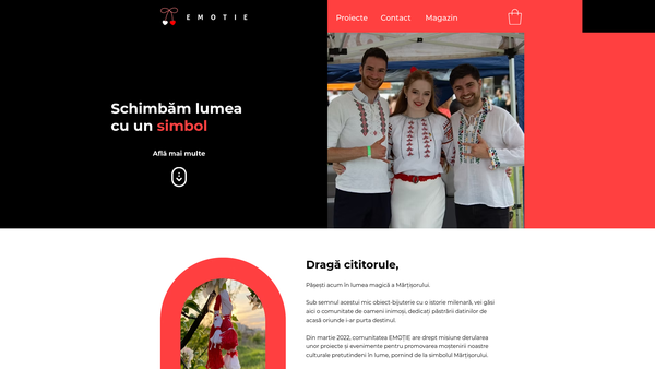 Screenshot of the Emotie website