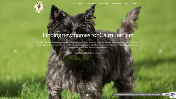 Screenshot of the The Cairn Terrier Relief Fund website
