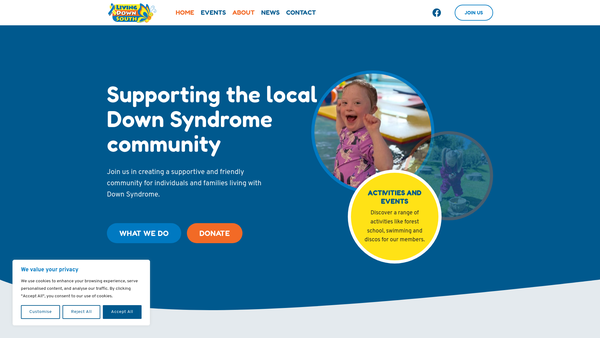 Screenshot of the Living Down South website