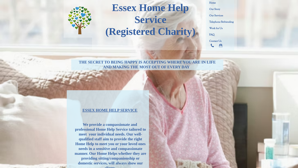 Screenshot of the Essex Home Help Service website