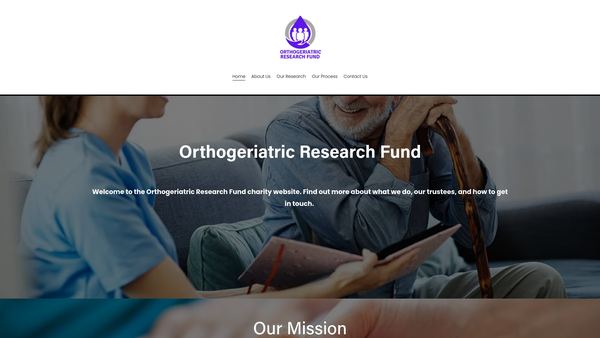 Screenshot of the Orthogeriatric Research Fund website
