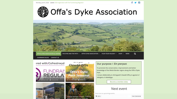 Screenshot of the The Offa's Dyke Association website