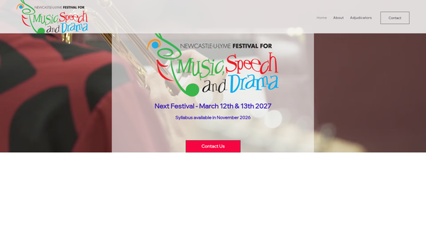 Screenshot of the Newcastle Under Lyme Festival For Music Speech & Drama Association website