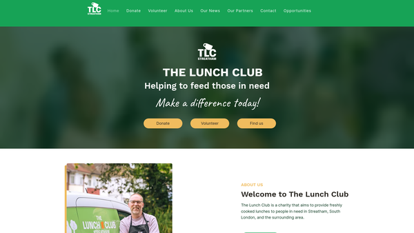 Screenshot of the The Lunch Club website