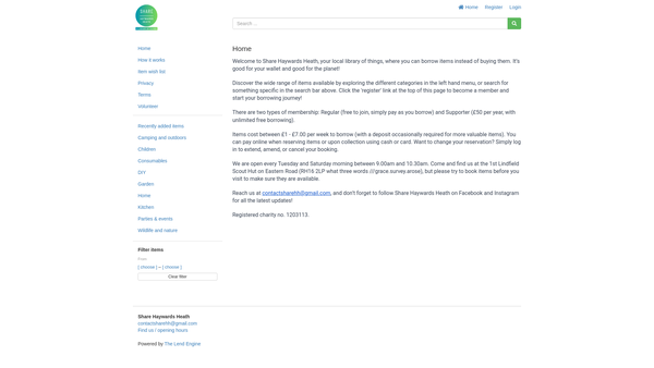 Screenshot of the Share Haywards Heath website