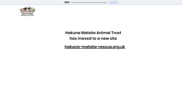 Screenshot of the Hakuna Matata Animal Trust website