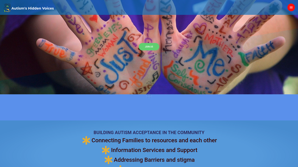 Screenshot of the Autism's Hidden Voices website