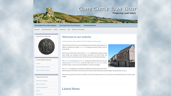 Screenshot of the The Corfe Castle Town Trust website