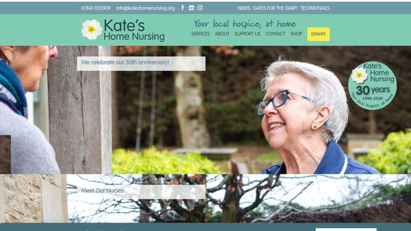 Screenshot of the Kate's Home Nursing website