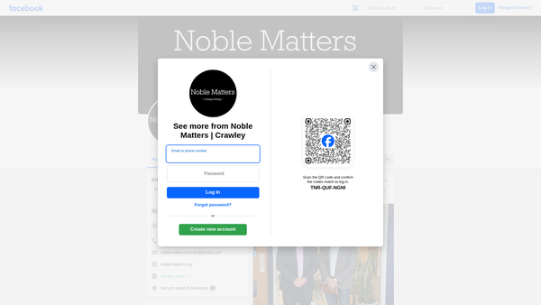 Screenshot of the Noble Matters website