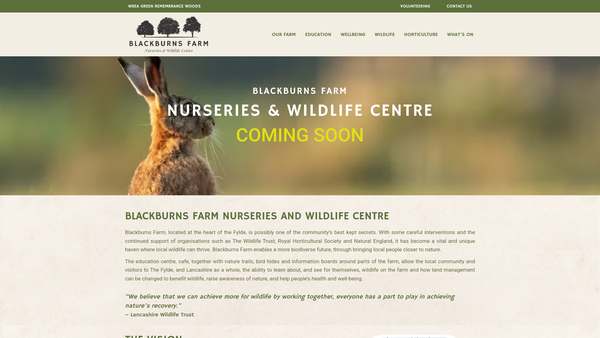 Screenshot of the Blackburn Farm Nurseries And Wildlife Centre website