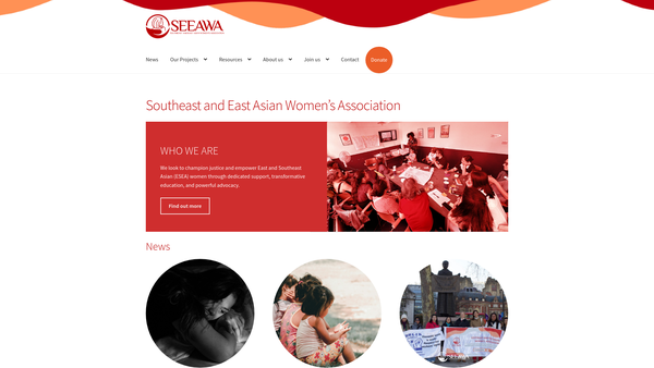 Screenshot of the Southeast and East Asian Women’s Association website
