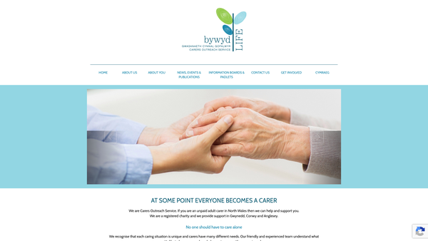 Screenshot of the Gwasanaeth Cynnal Gofalwyr (Carers Outreach Service) website