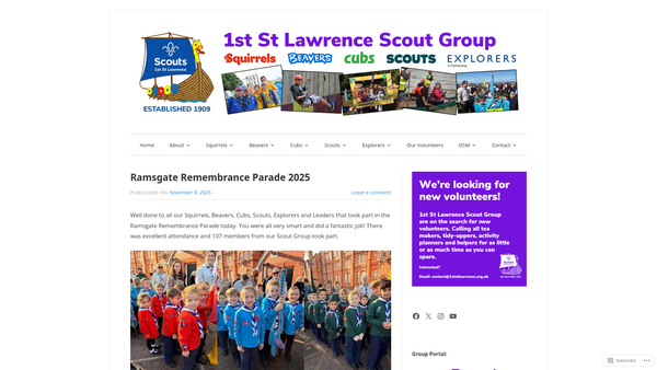 Screenshot of the 1st St Lawrence Scout Group website