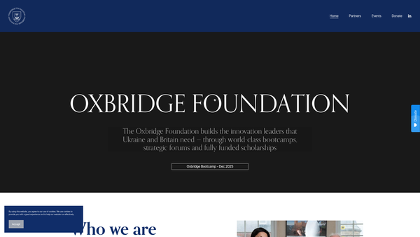 Screenshot of the Oxbridge Foundation website