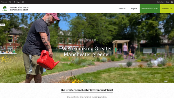 Screenshot of the Greater Manchester Environment Trust website