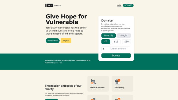 Screenshot of the Brs Trust website